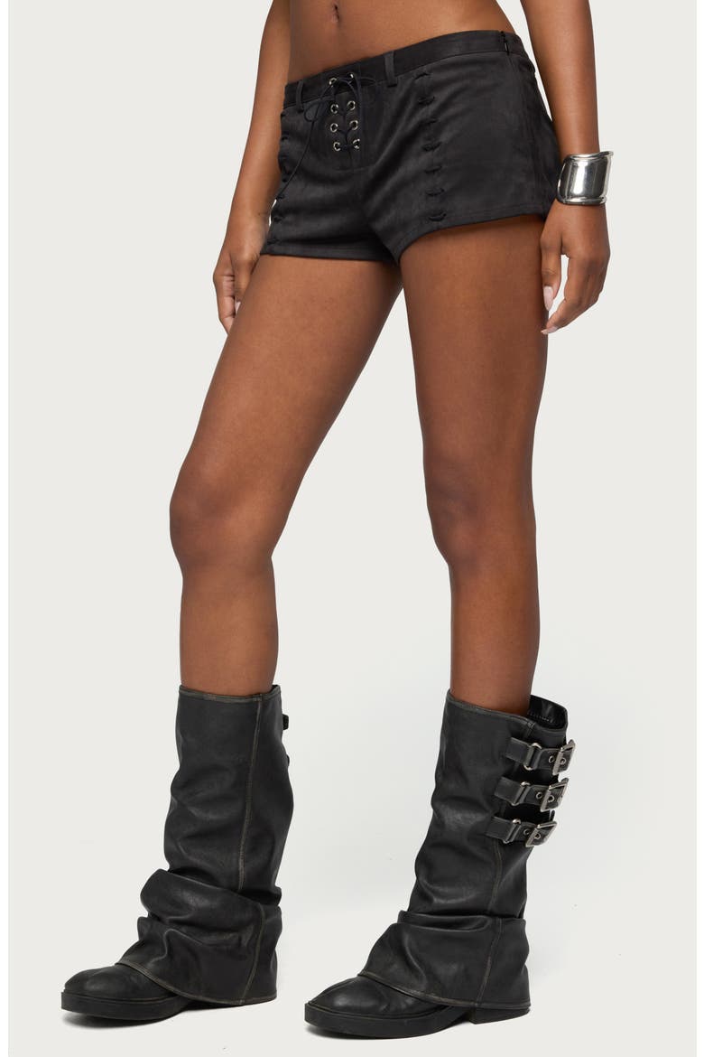 Sloane Faux Suede Micro Shorts, Alternate, color, DARK-GRAY