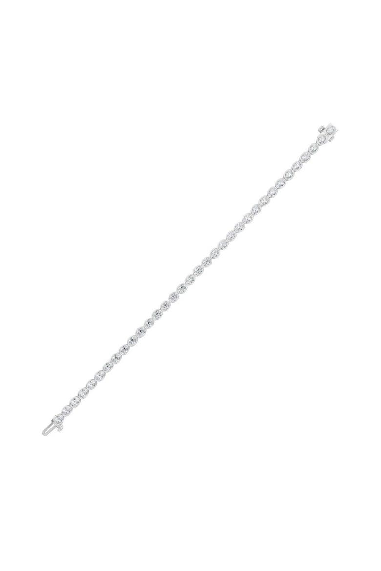 15Ct TW East West Oval Bezel Diamond Tennis Bracelet 14k Gold 7" Lab Grown, Alternate, color, 14k White Gold
