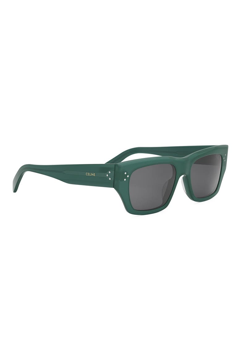 Bold 3 Dots 53mm Geometric Sunglasses, Alternate, color, SHINY DARK GREEN / SMOKE
