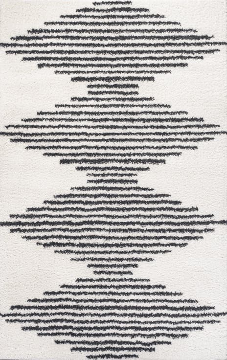 Elm Diamond Stripe Geometric Shag Area Rug
