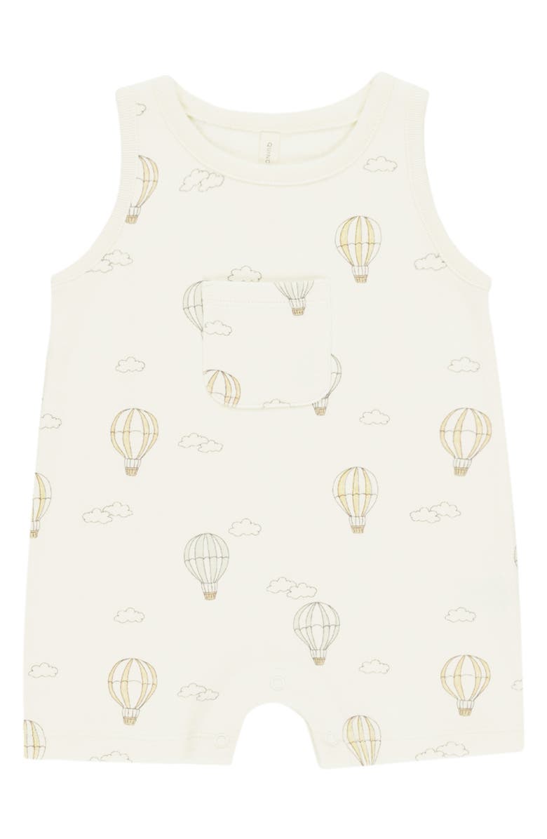 QUINCY MAE Balloon Print Organic Cotton Romper, Main, color, Ivory