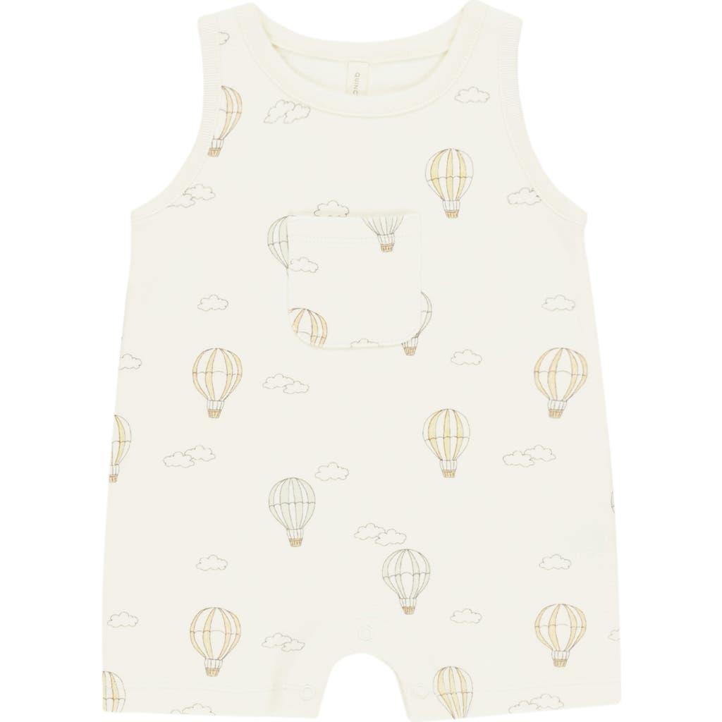 Quincy Mae Balloon Print Organic Cotton Romper In Ivory