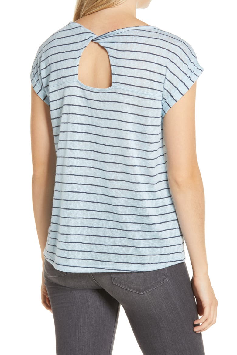 Twist Back Knit Top (Nordstrom Exclusive), Alternate, color, NAVY/ ICY BLUE