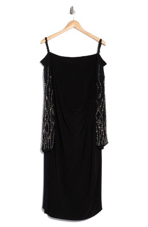 Ity Ruched Long Sleeve Midi Cocktail Dress