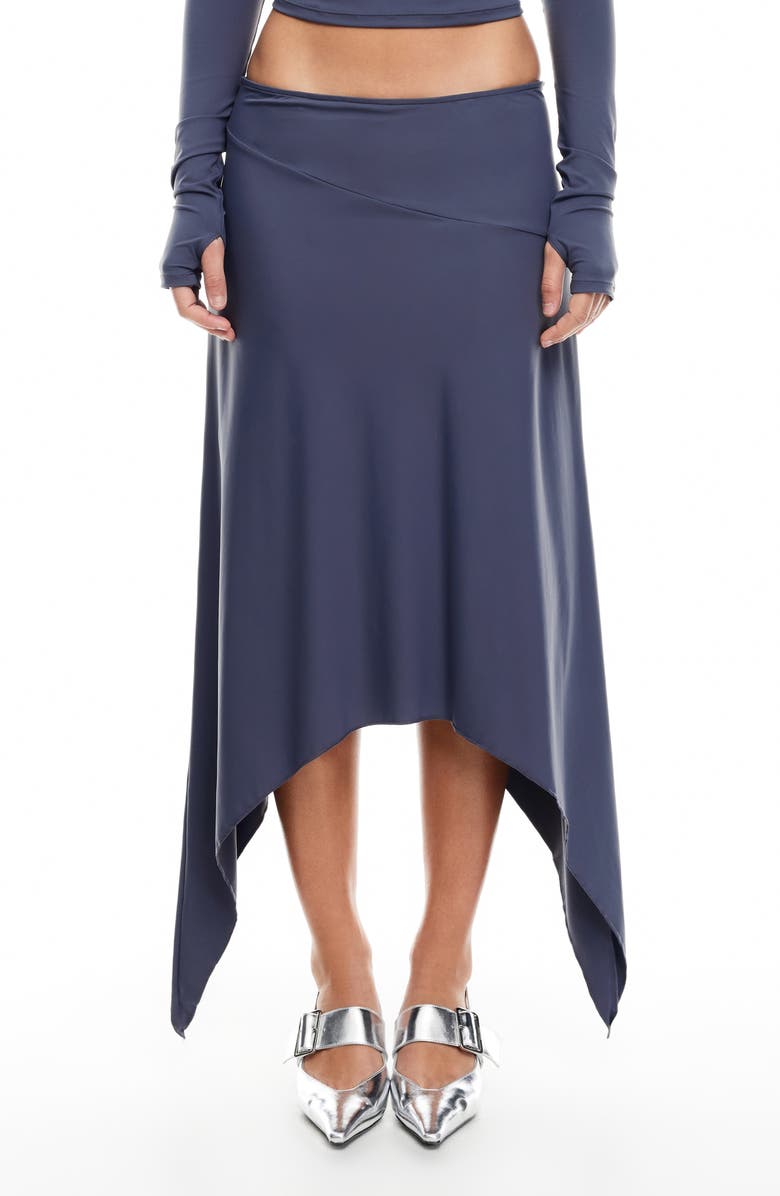 LIONESS Cherie Asymmetric Midi Skirt, Main, color, Mineral