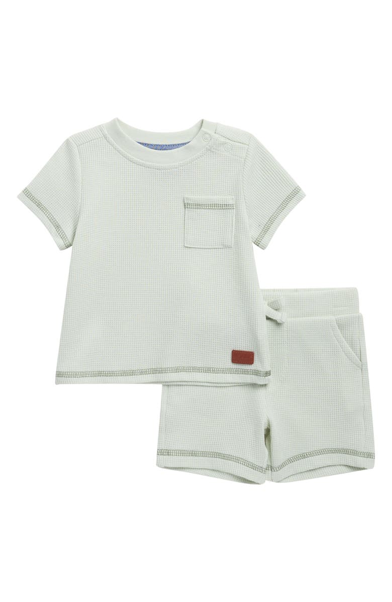 7 For All Mankind Waffle Knit Top & Shorts Set, Main, color, Pale Aloe