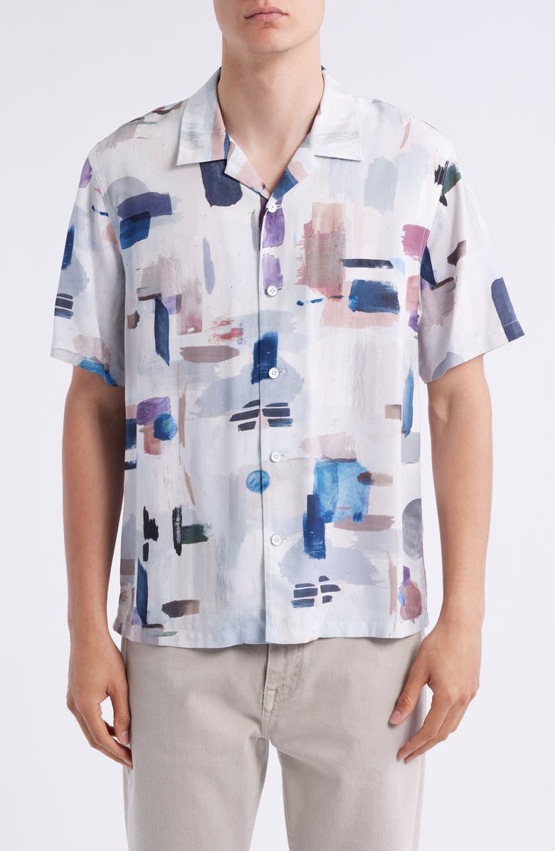 rag & bone Avery Abstract Print Camp Shirt, Main, color, Geometric Print