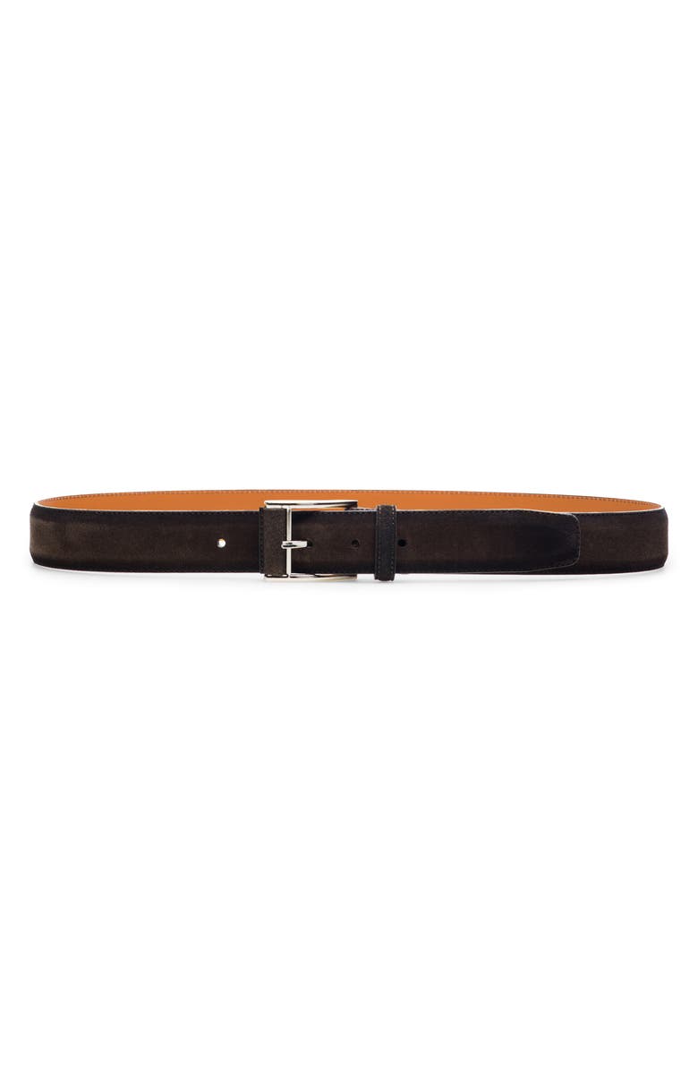 Magnanni Velaz Suede Belt, Main, color, Brown Suede