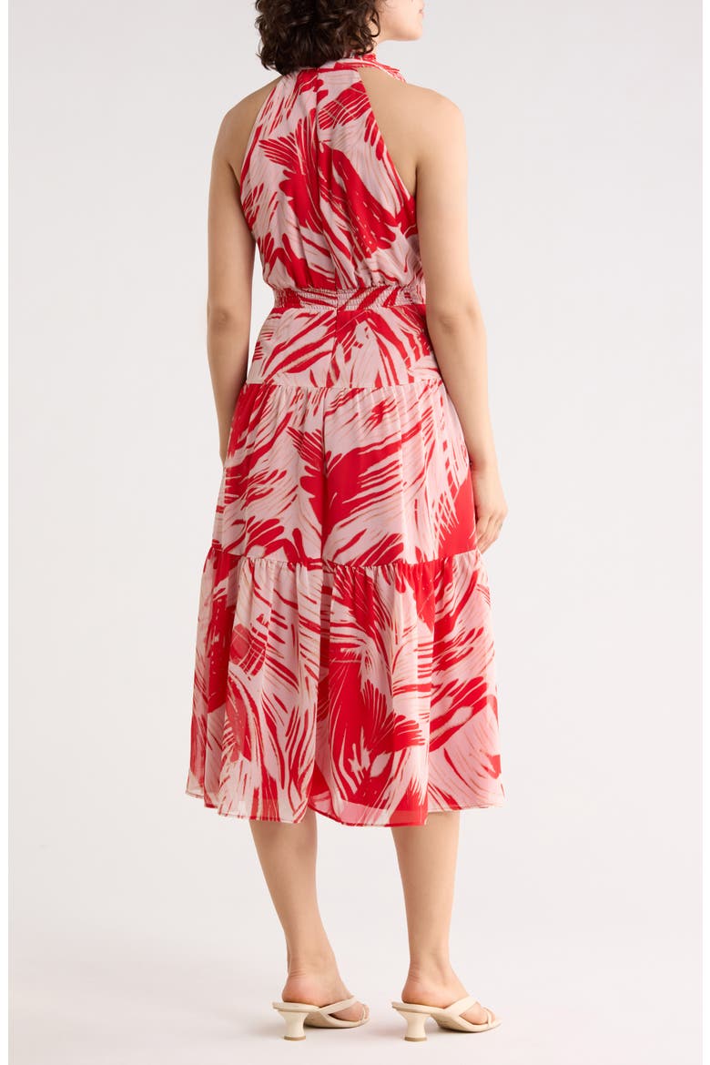 Sleeveless Tiered Chiffon Midi Dress, Alternate, color, RED WHITE
