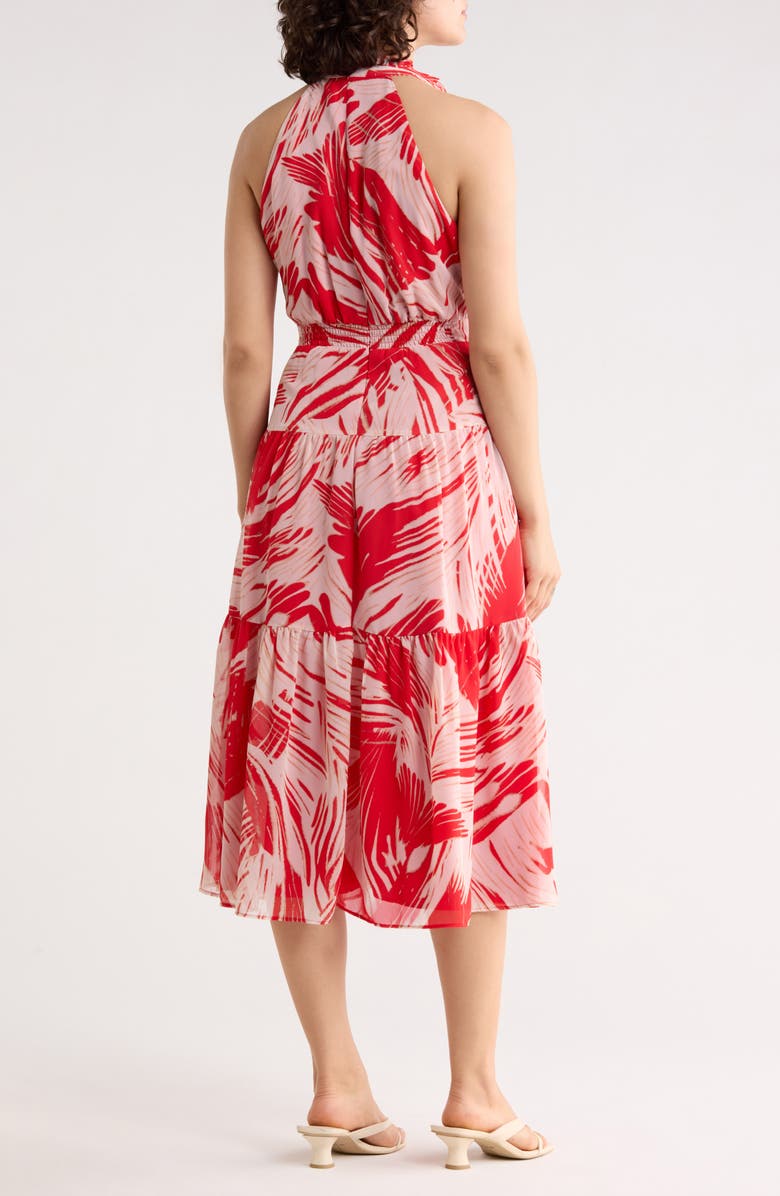 Vince Camuto Sleeveless Tiered Chiffon Midi Dress, Alternate, color, Red White