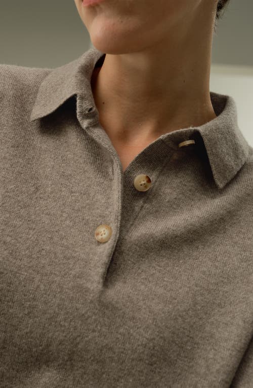 Lilysilk Baby Cashmere Long-sleeve Polo Shirt In Gray