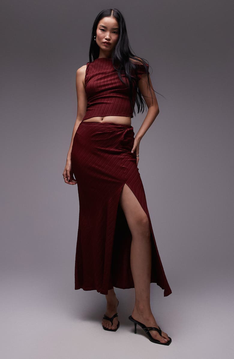 Topshop Twist Rib Maxi Skirt, Main, color,