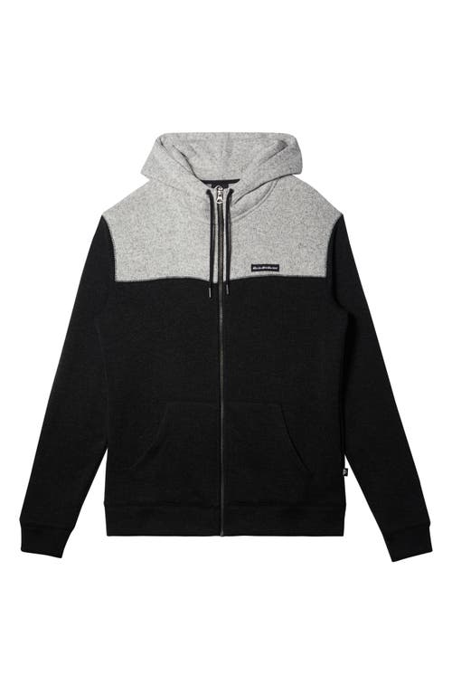 Quiksilver Keller Colorblock Fleece Lined Zip Hoodie In Black