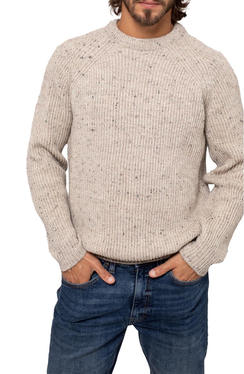 Celtic & Co. British Ribbed Fishermans Sweater, Alternate, color, Oatmeal Fleck