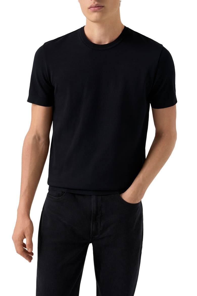 Texture Cotton T-Shirt, Main, color, BLACK