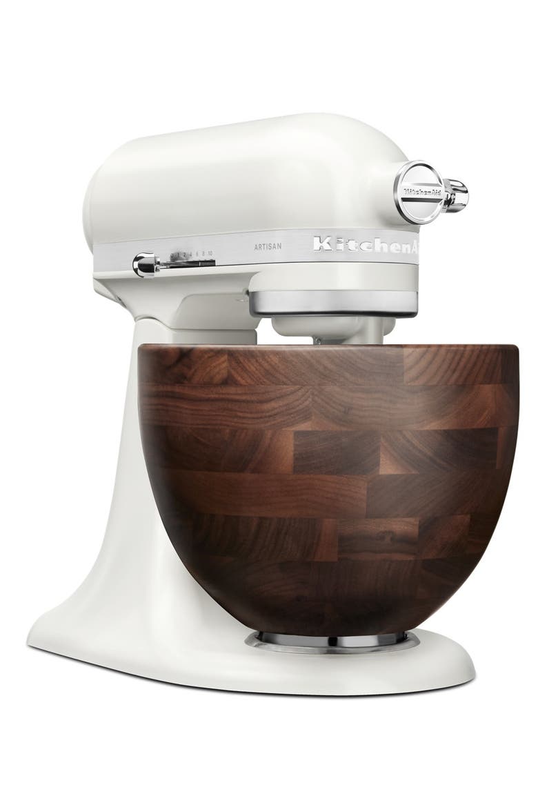Artisan Series 5 Quart Tilt-Head Stand Mixer with Walnut Wood Bowl, Main, color, Porcelain White