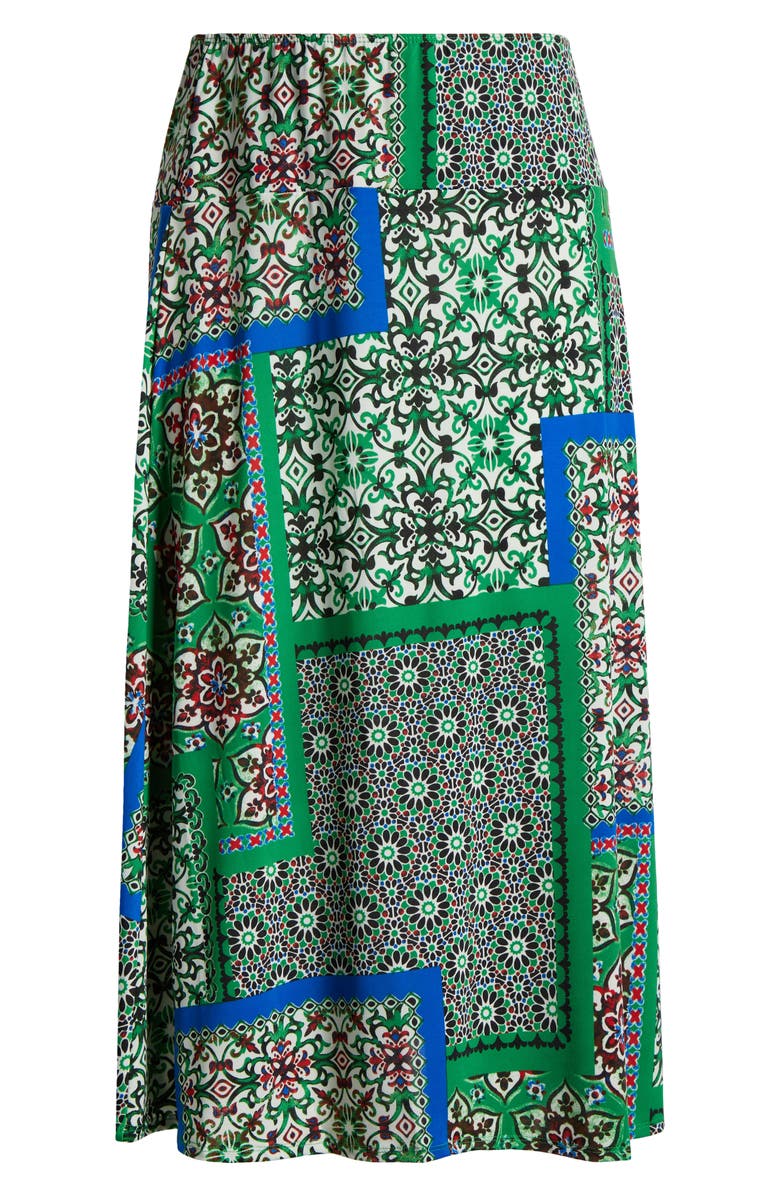 24seven Comfort Apparel Scarf Print Jersey Maxi Skirt, Alternate, color, 