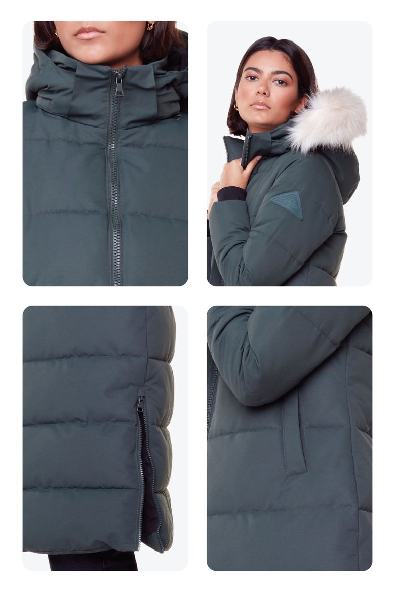 KLUANE - Vegan Down Ultra Long Winter Parka, Alternate, color, GREEN