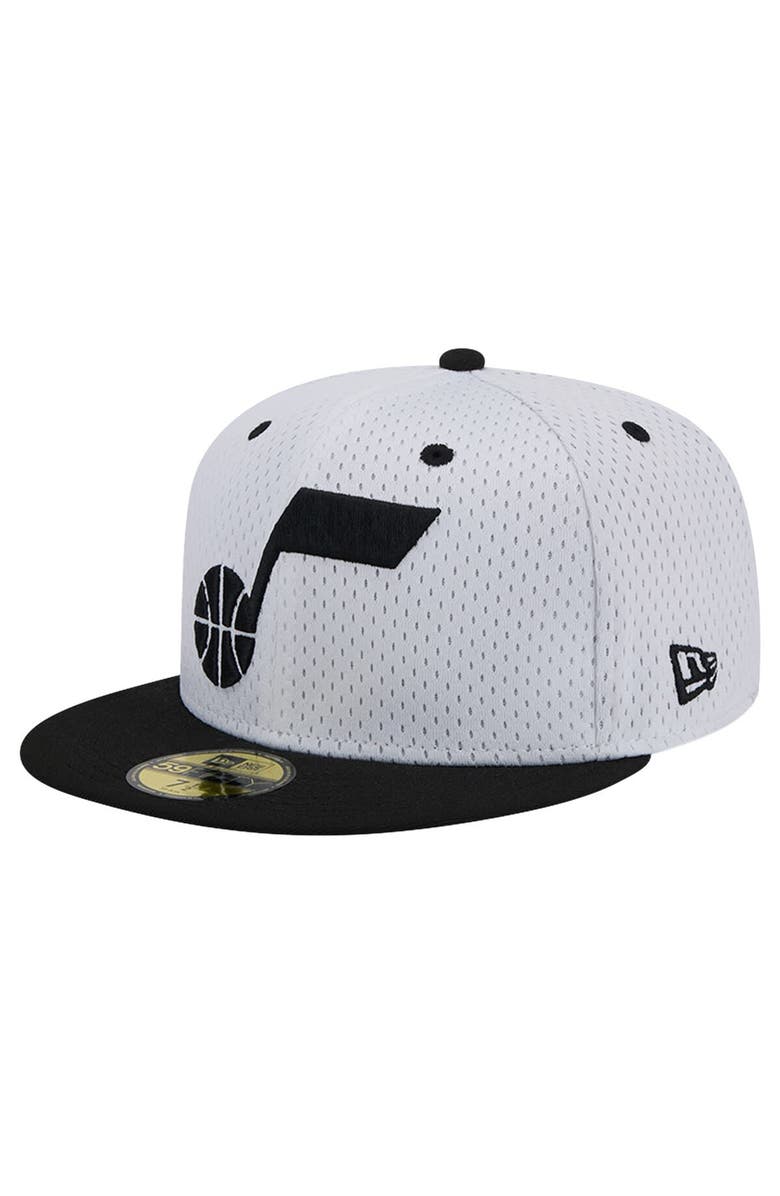 New Era Men's New Era White/Black Utah Jazz Throwback 2Tone 59FIFTY Fitted Hat, Alternate, color, White