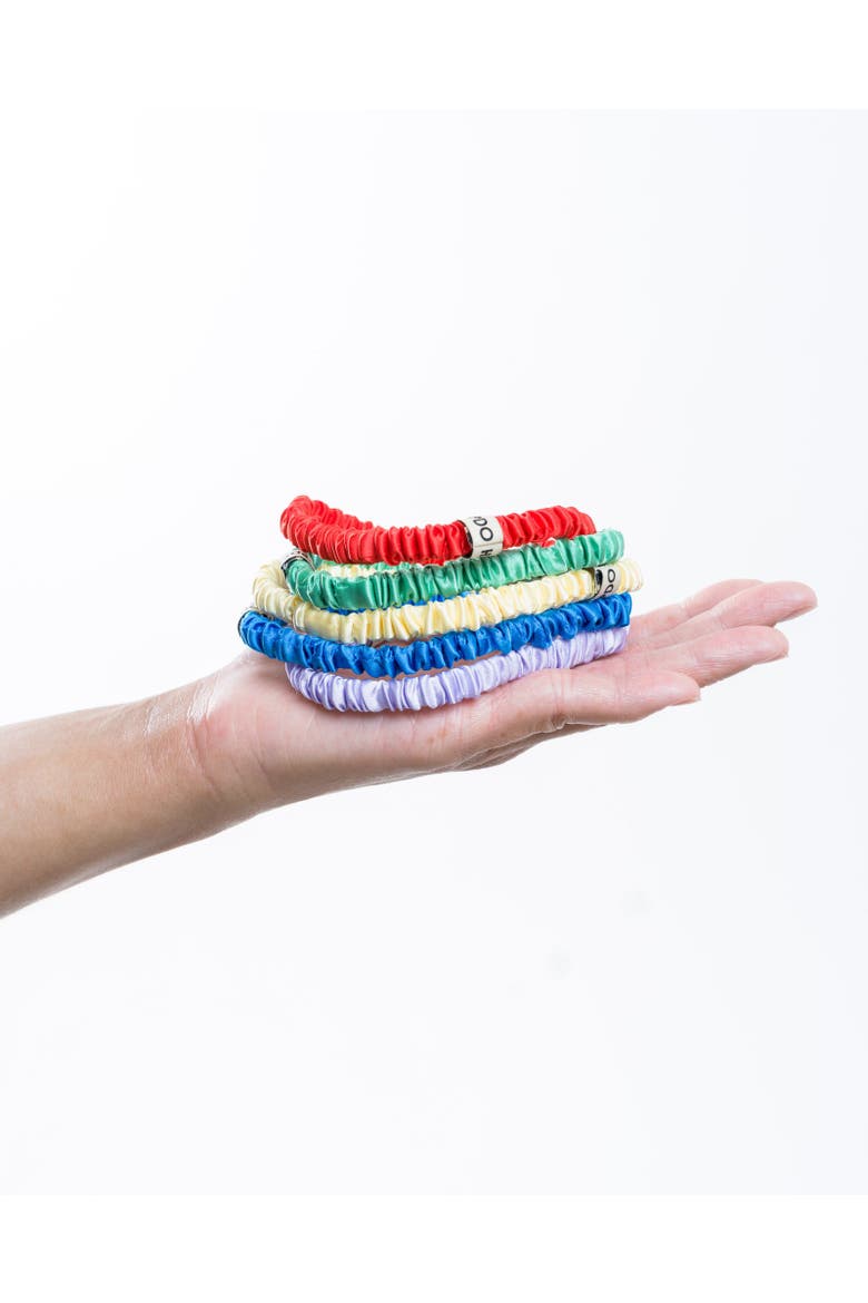 Cabana Skinny Silk Scrunchies, Main, color, Cabana