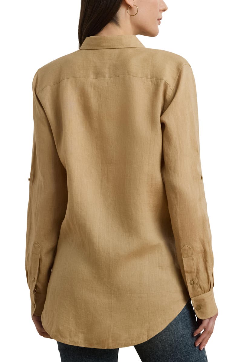 Lauren Ralph Lauren Karrie Linen Button-Up Shirt, Alternate, color, Birch Beige