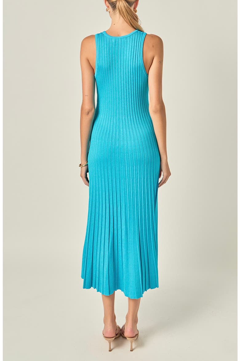 Pleated A-Line Knit Midi Dress, Alternate, color, BLUE