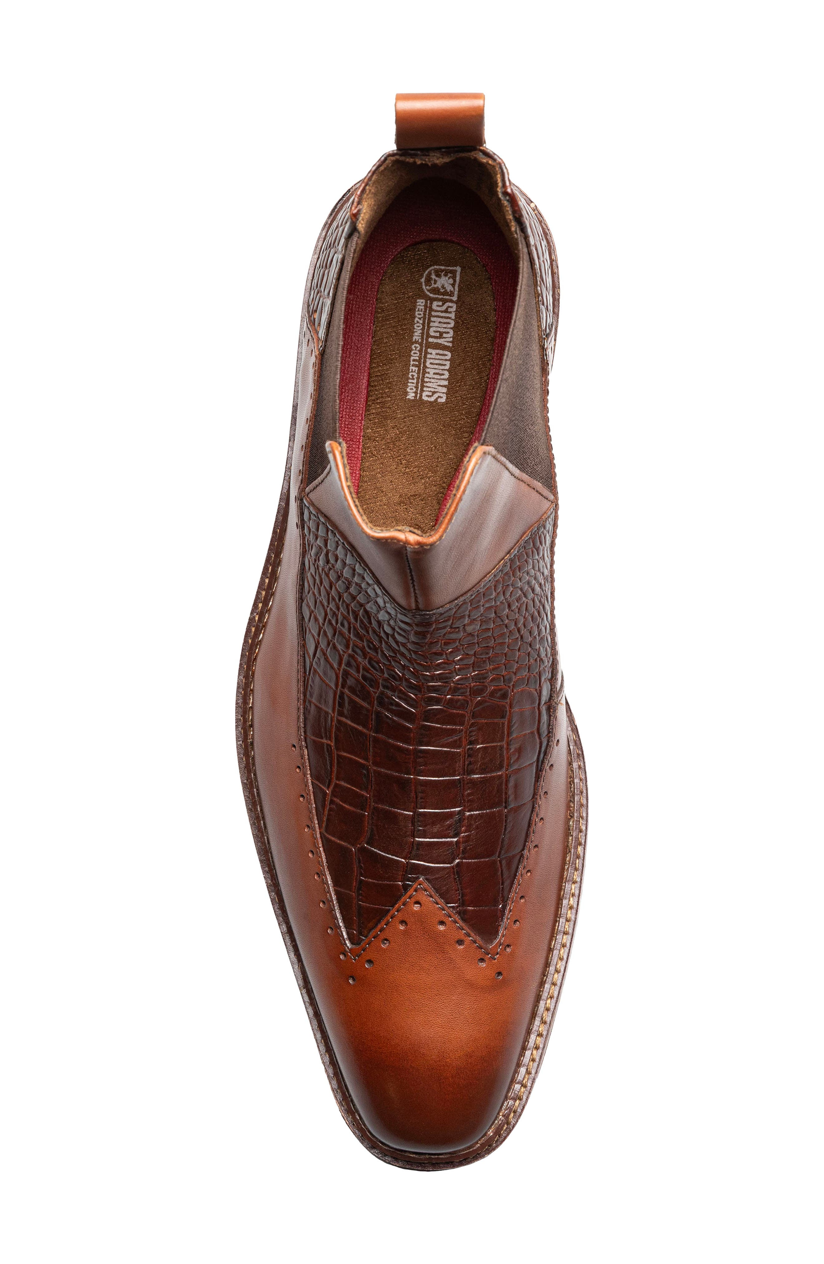 Garza Leather Wingtip Chelsea Boot, Alternate, color, COGNAC