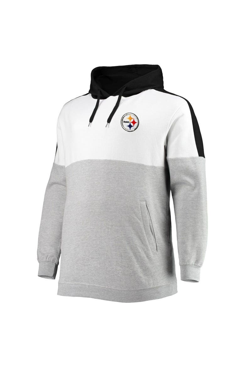 Men's Black/Heathered Gray Pittsburgh Steelers Big & Tall Team Logo Pullover Hoodie, Alternate, color, Black