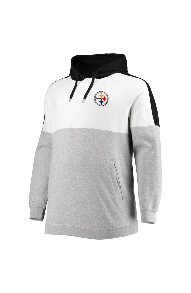 PROFILE Men's Black/Heathered Gray Pittsburgh Steelers Big & Tall Team Logo Pullover Hoodie, Alternate, color, 
