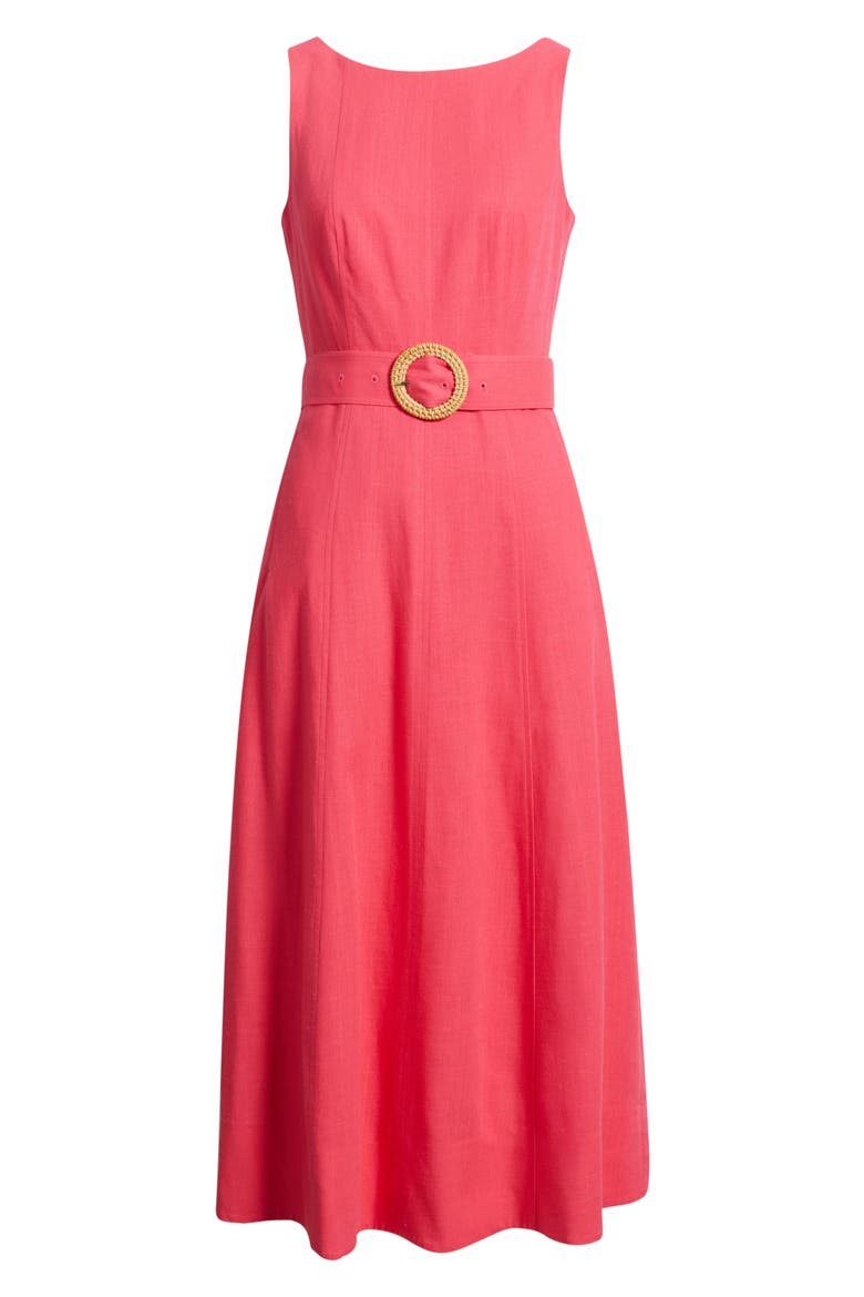 Sleeveless Midi Dress, Alternate, color, HOT PINK