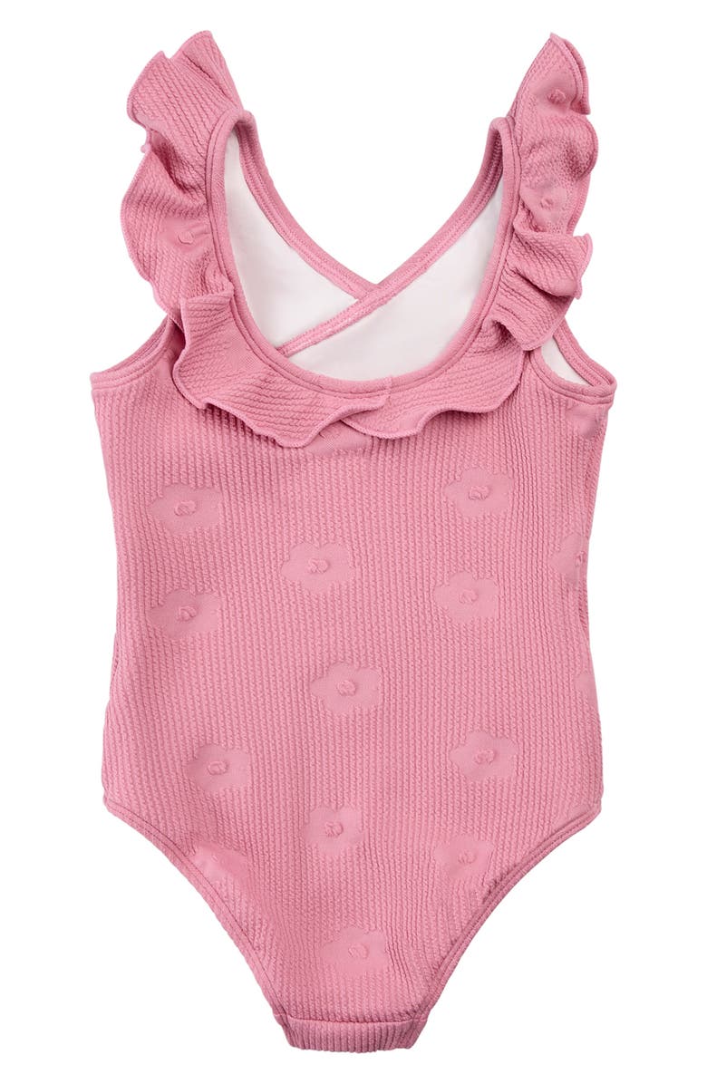 MILES BABY Hibiscus Ruffle One-Piece Swimsuit, Alternate, color, Dark Pink