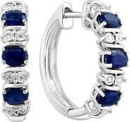 EFFY Sterling Silver Sapphire & Diamond Hoop Earrings