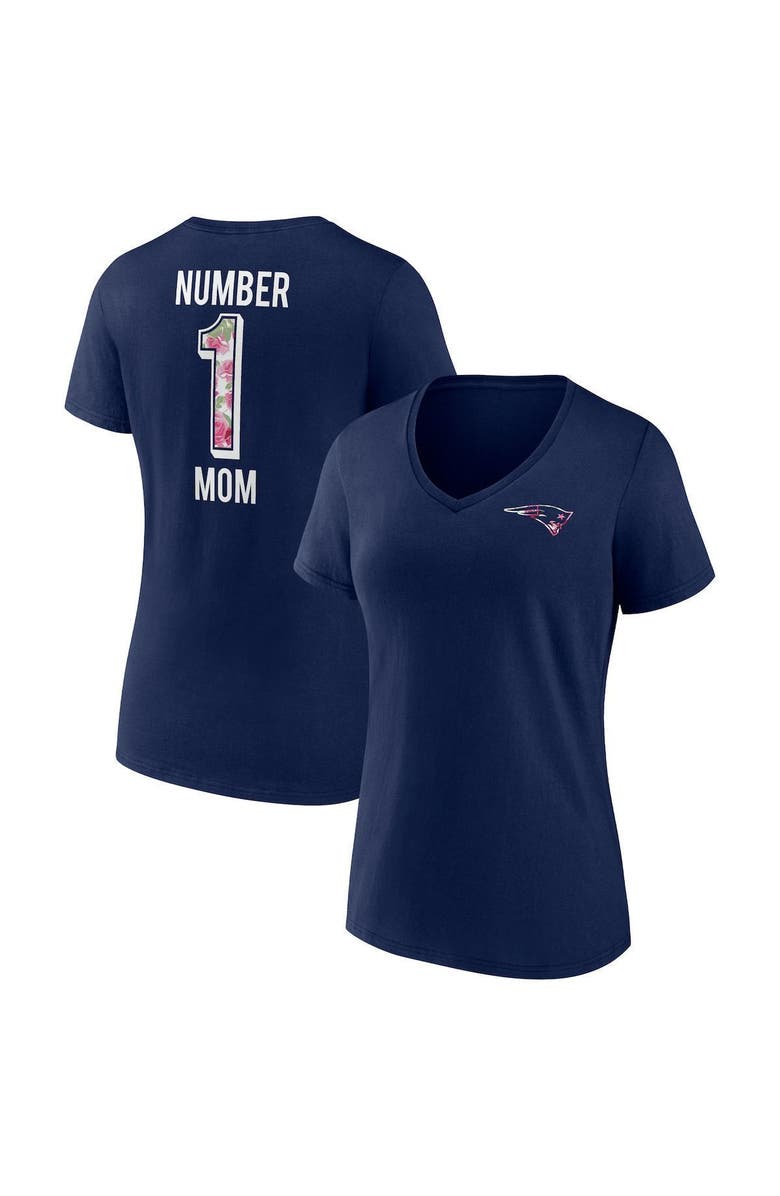 FANATICS Women's Fanatics Branded Navy New England Patriots Plus Size Mother's Day #1 Mom V-Neck T-Shirt, Alternate, color, Navy