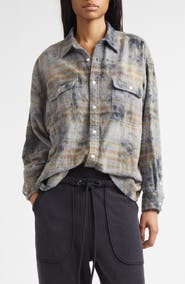 R13 Plaid Cotton Button-Up Boyfriend Shirt