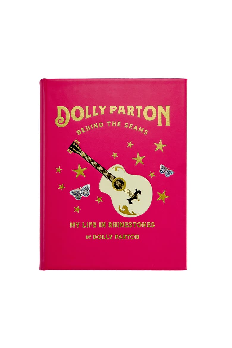 Dolly Parton Behind the Seams My Life in Rhinestones Leather Coffe Table book, Main, color, PINK
