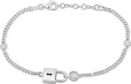 DELMAR Sterling Silver Lock & Key Curb Chain Bracelet