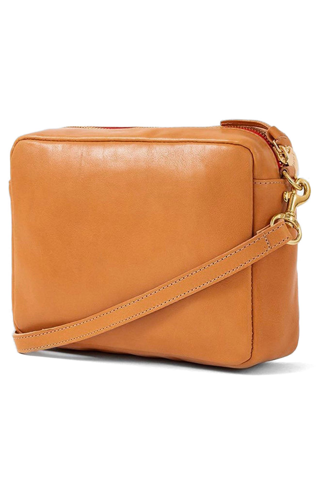 Clare V. Midi Sac Leather Crossbody Bag, Alternate, color, Rustic/ Black & Cream