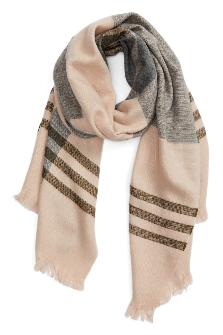Classic Plaid Blanket Scarf, Alternate, color, BLUSH COMBO