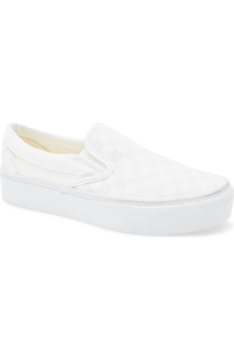 Vans Classic Slip-On Platform Sneaker, Main, color, Metallic Checkrbrd Silver