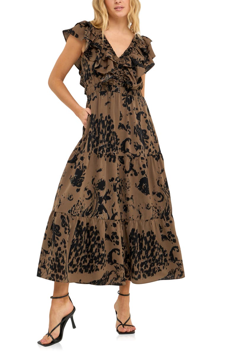 Endless Rose Metallic Abstract Animal Print Dress, Alternate, color,