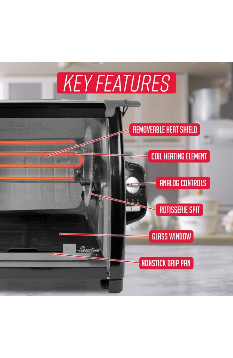 RONCO Modern Rotisserie Oven, Large Capacity (15lbs) Countertop Oven, Multi-Purpose Basket for Versatile Cooking, Easy-to-Use Controls, Alternate, color, Black