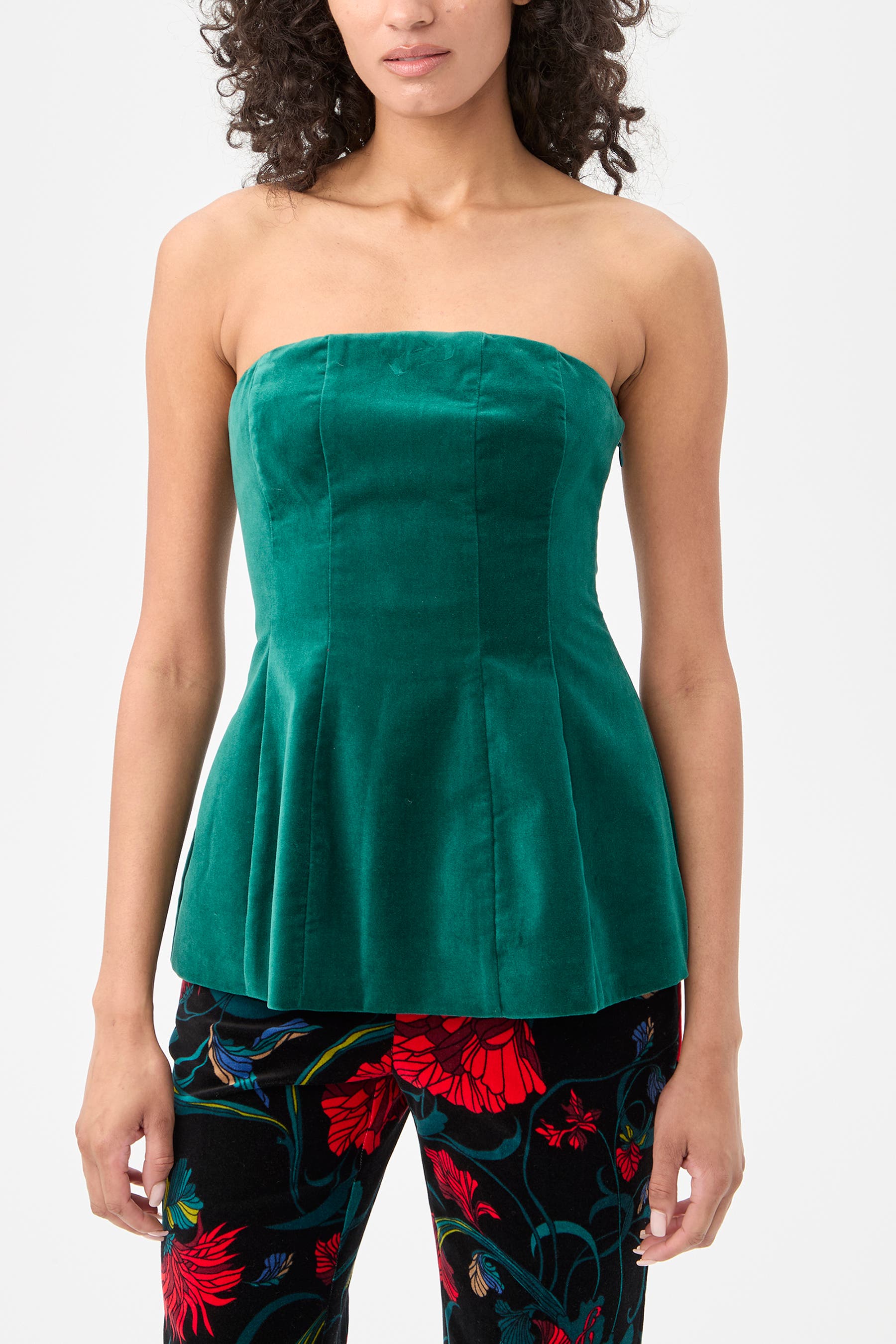 Finale Strapless Velvet Peplum Top - image 2