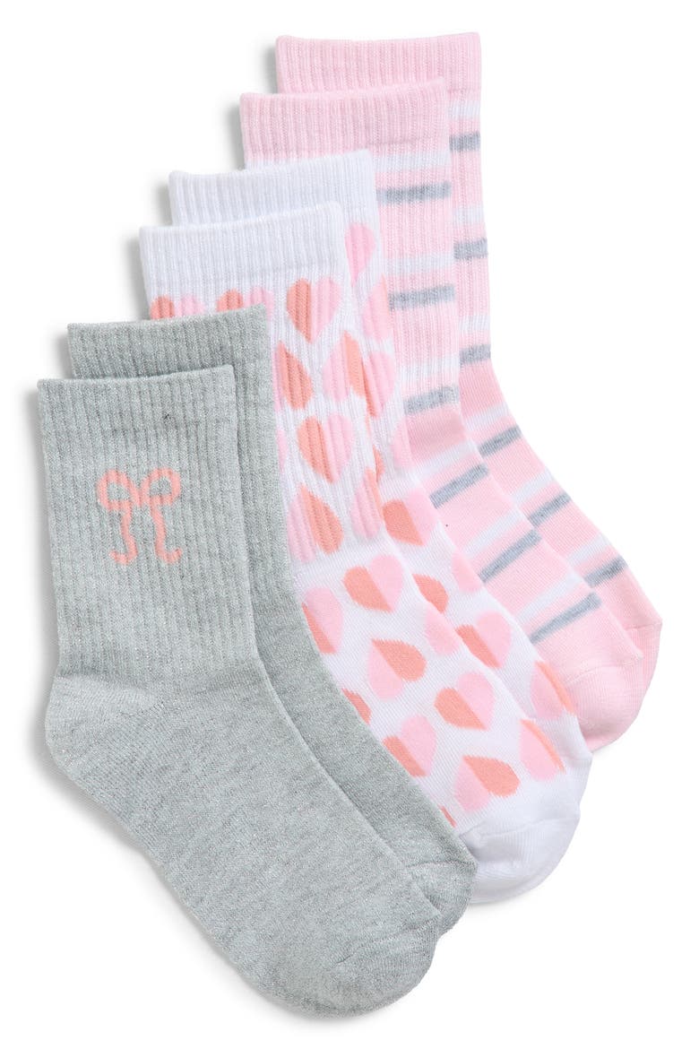Kids' Assorted 3-Pack Crew Socks, Main, color, PINK COMBO