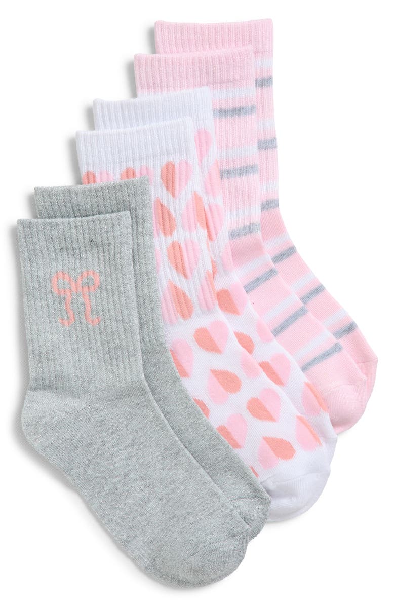 Capelli New York Kids' Assorted 3-Pack Crew Socks, Main, color, Pink Combo
