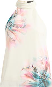 Lipsy Floral Embellished Mock Neck Top