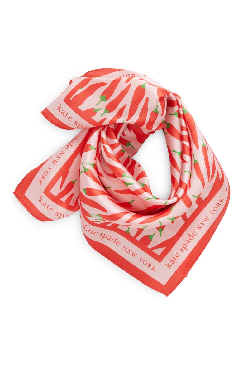 peppers silk square scarf, Alternate, color, PALE CARNATION