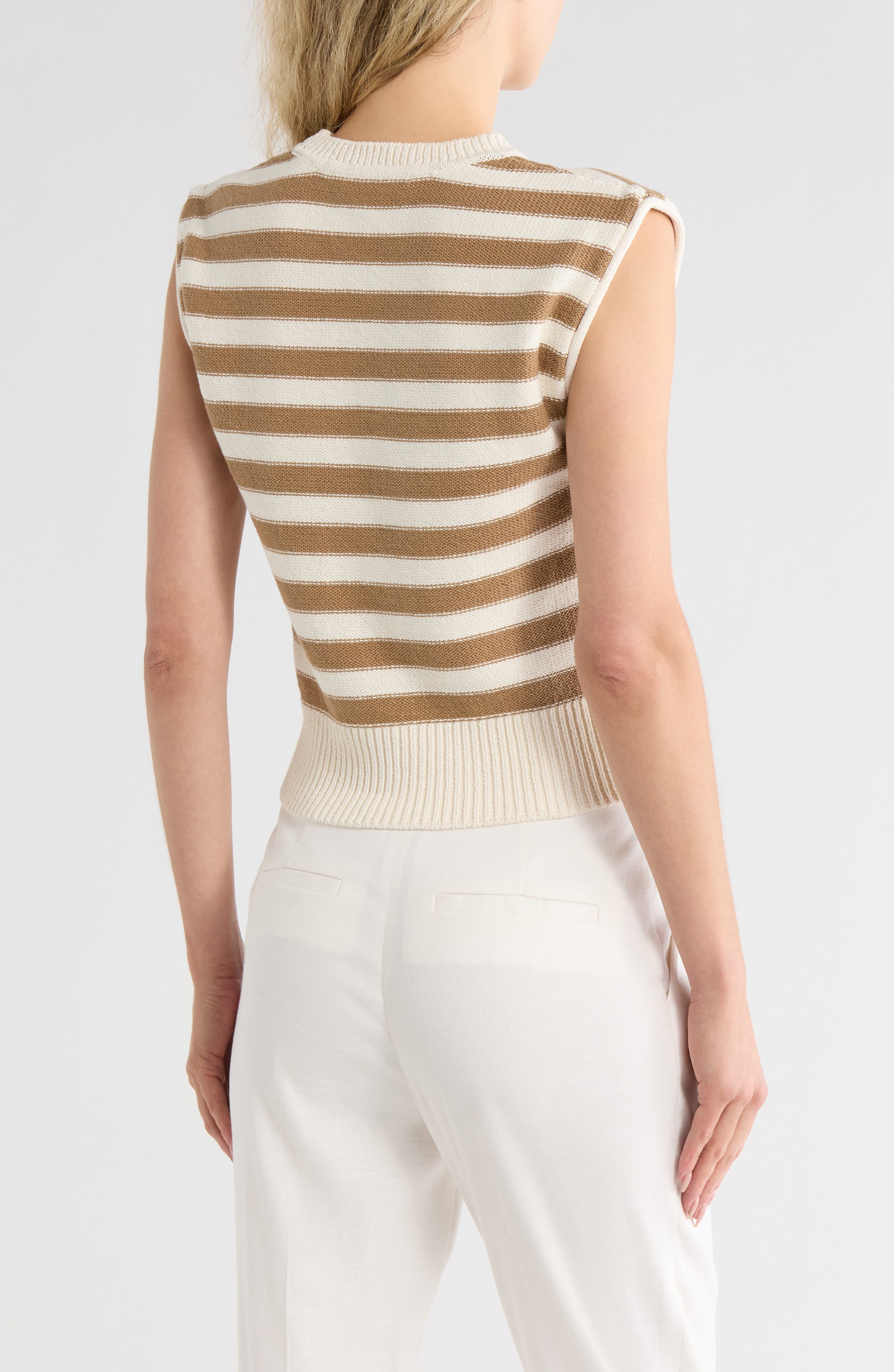 Vera Stripe Sleeveless Cotton Sweater - image 2