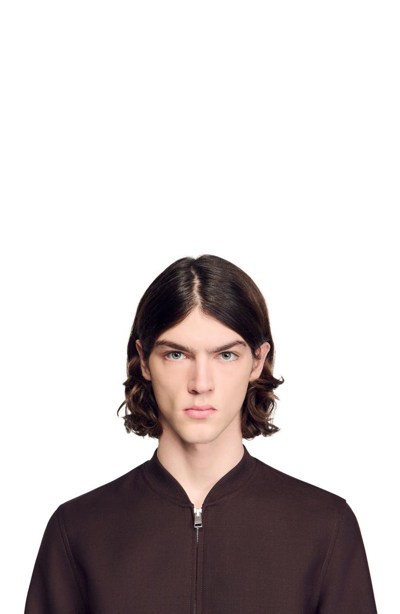 SANDRO Zip-up jacket, Alternate, color, Chocolate