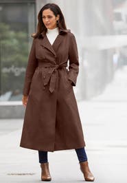 Jessica London Double Breasted Long Trench Raincoat