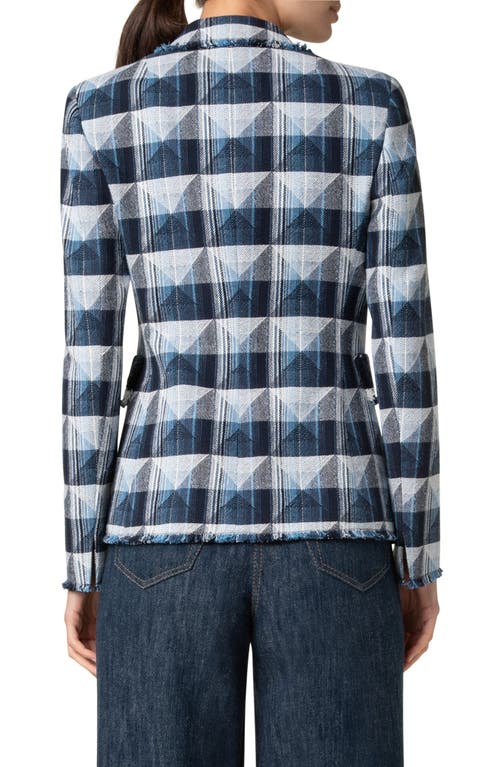 Akris Punto Rhombus Jacquard Denim Blazer With Double Breast Illusion In Multicolor